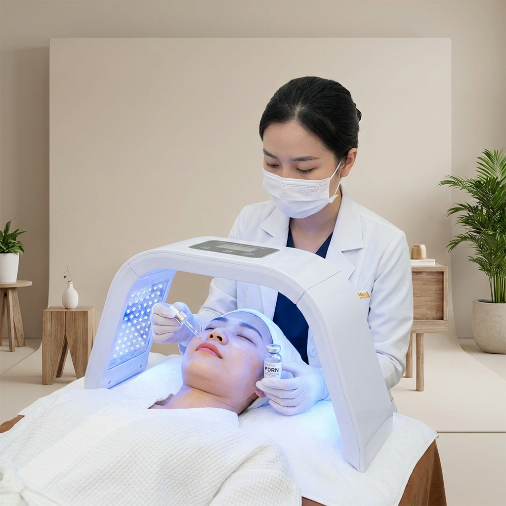 Dịch vụ phục hồi hàng rào bảo vệ da - công nghệ ánh sáng sinh học , kết hợp sản phẩm PDRN